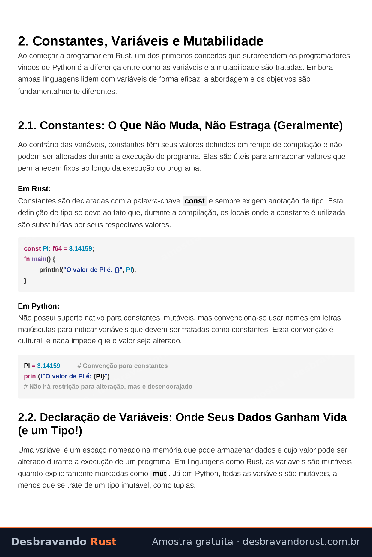 Abertura de capítulo do livro Desbravando Rust