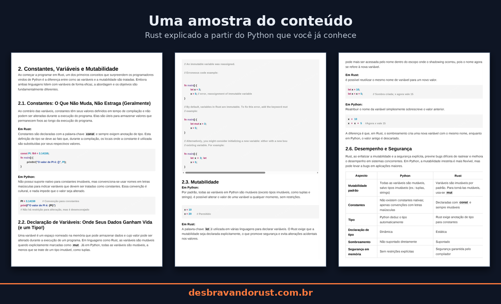 Espiada nas páginas do livro Desbravando Rust